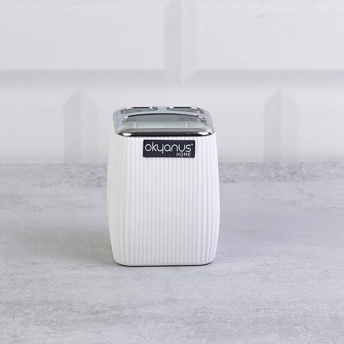 Home Çizgili Kare Diş Fırçalık - Asorti