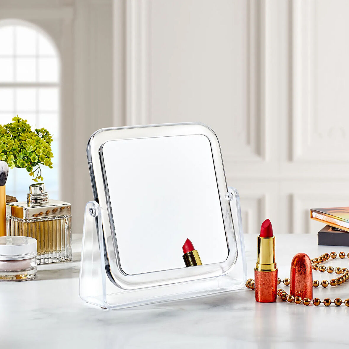 Store Kare Makyaj Aynası 4x Yakınlaştırma