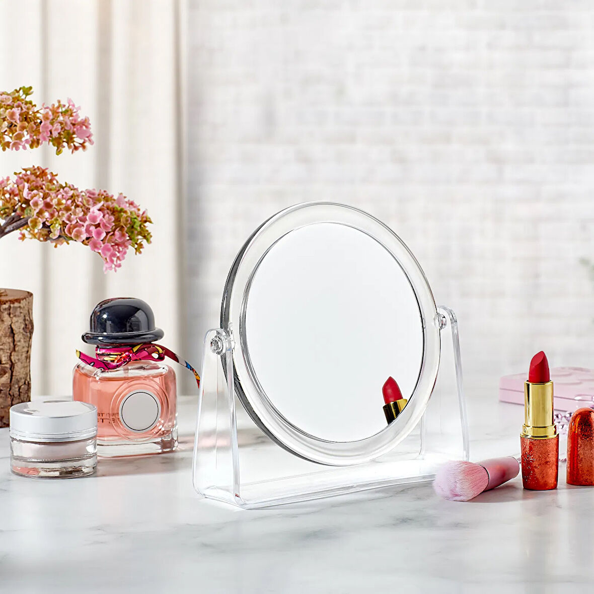 Store Yuvarlak Makyaj Aynası 4x Yakınlaştırma