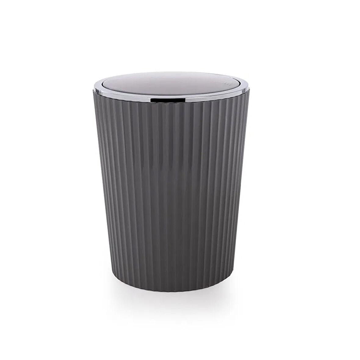 Nely Krom Kaplama Banyo Çöp Kovası - Gri - 6 lt