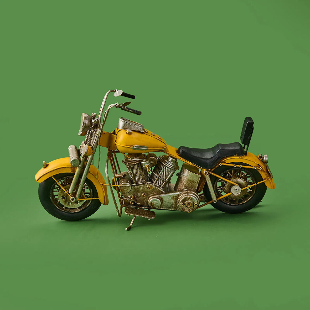 Home Dekoratif Metal Motosiklet - Sarı - 41x22 cm