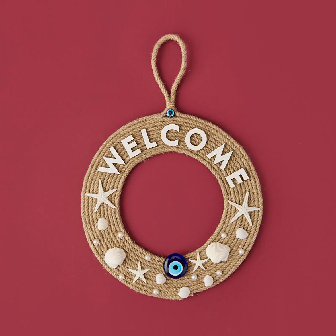 Dekoratif Welcome Shell Kapı Süsü - Renkli - 30 cm