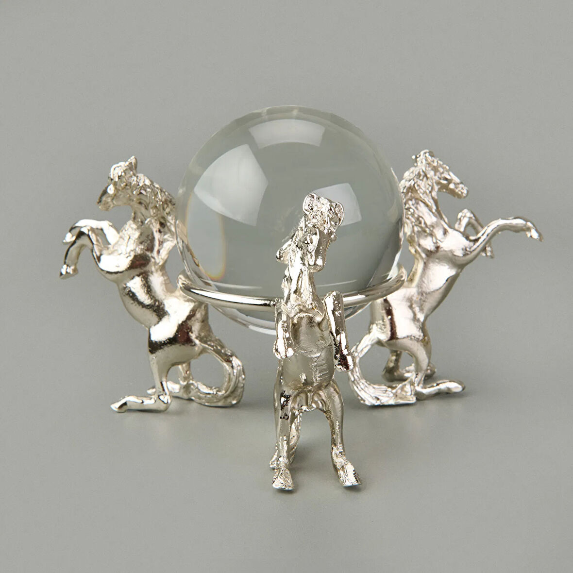 Deco Atlı Cam Top Dekor - Silver - 11 cm