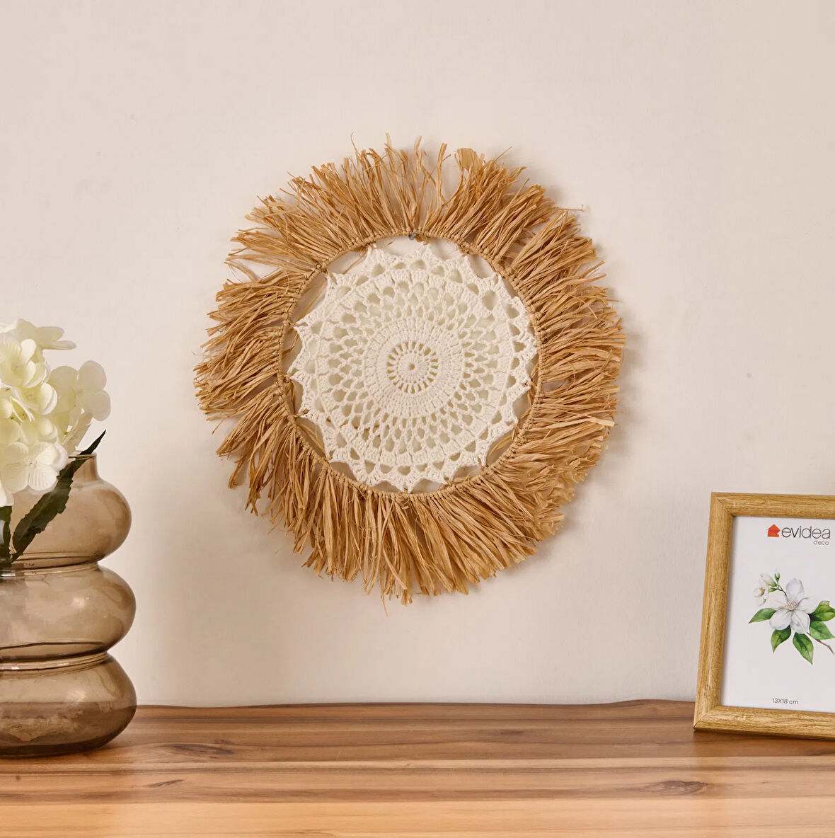 Deco Boho Dekoratif Süs - Bej - 40 cm