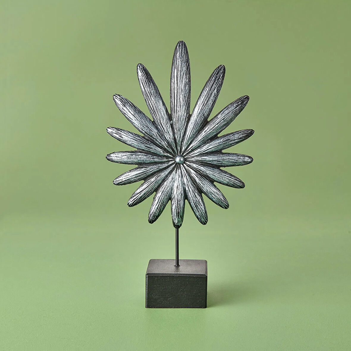 Deco Palmiye Dekor - Gümüş / Siyah - 34 cm