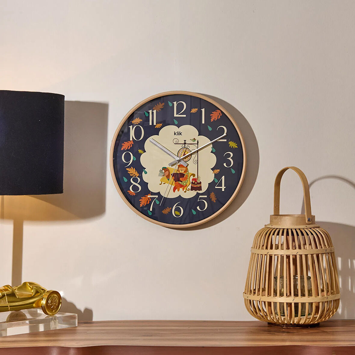 Slim Bilge Çocuk Odası Duvar Saati - Lacivert - 30 cm