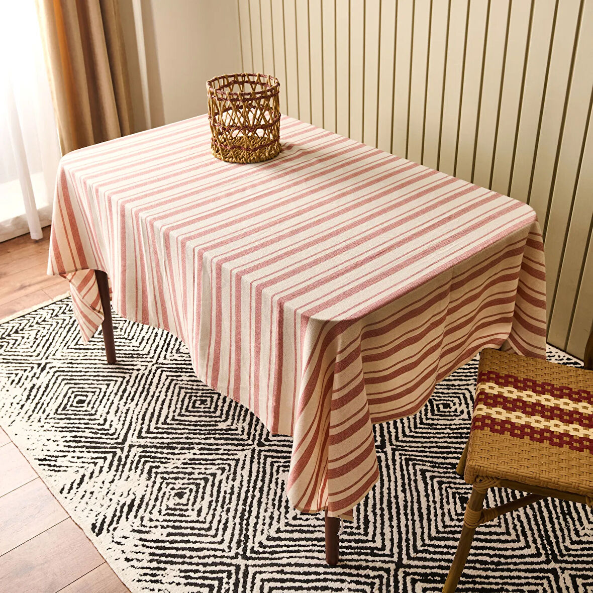 Soft Alno Masa Örtüsü - Ekru / Kiremit - 140x200 cm