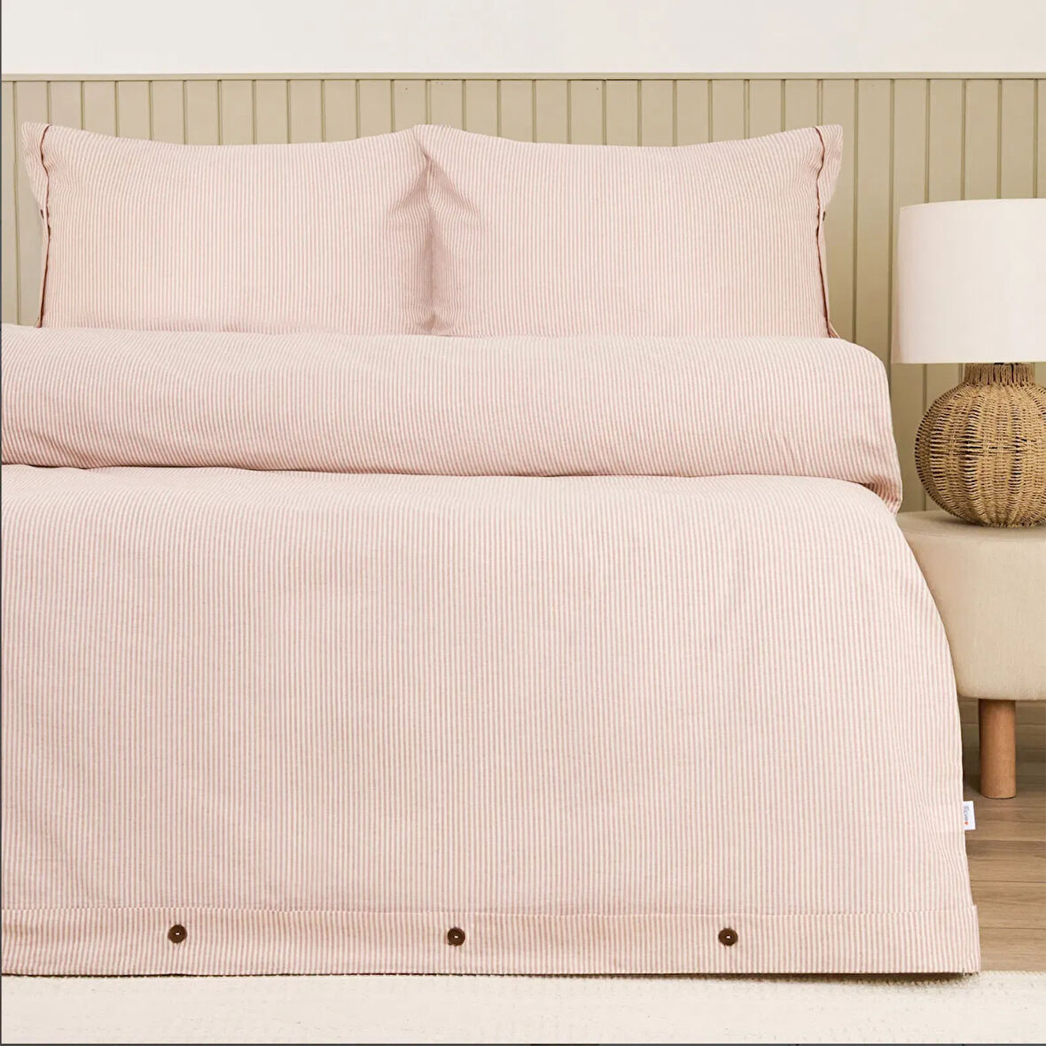 Soft Stripe Çift Kişilik Nevresim Takımı - Kiremit