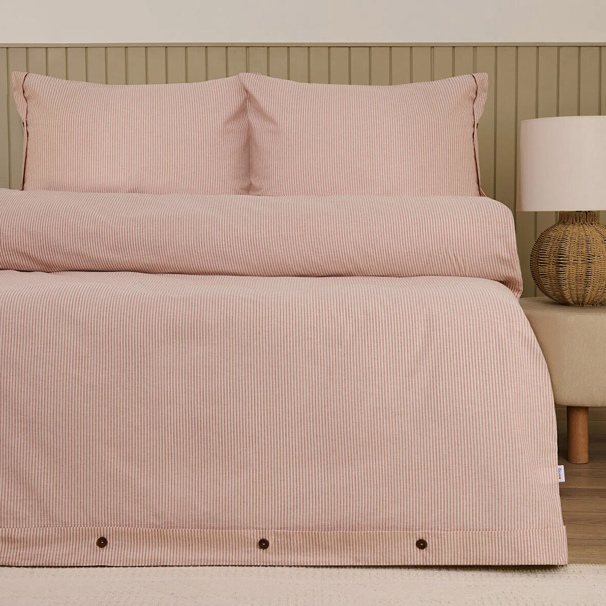 Soft Stripe Tek Kişilik Nevresim Takımı - Kiremit