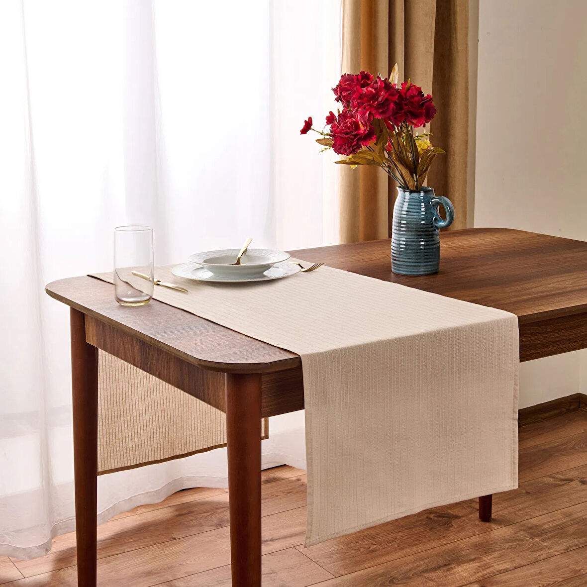 Soft Earthy Runner - Bej - 40x135 cm