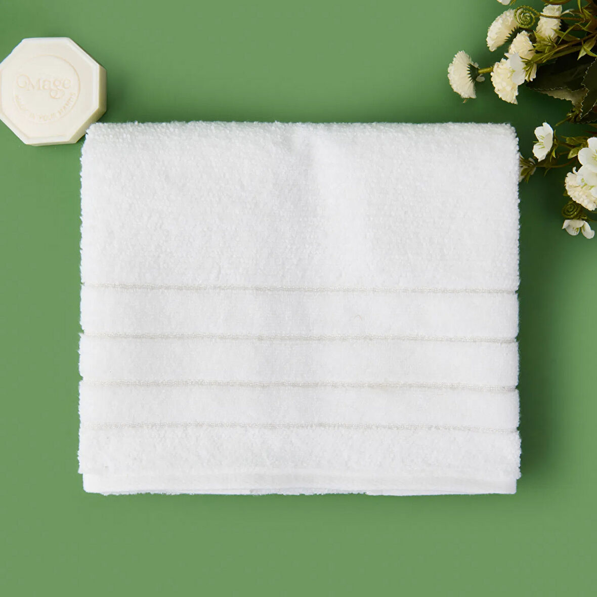 Soft Palm Breeze Devon Yüz Havlusu - Ekru - 50x90 cm