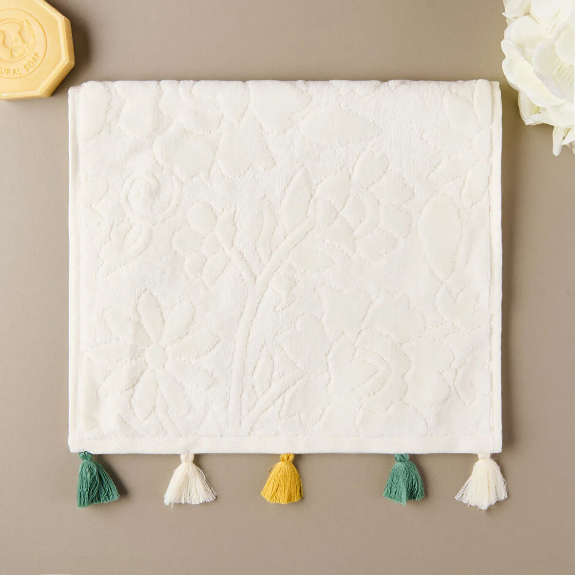 Soft Granny Summer Flos El Havlusu - Ekru - 30x50 cm