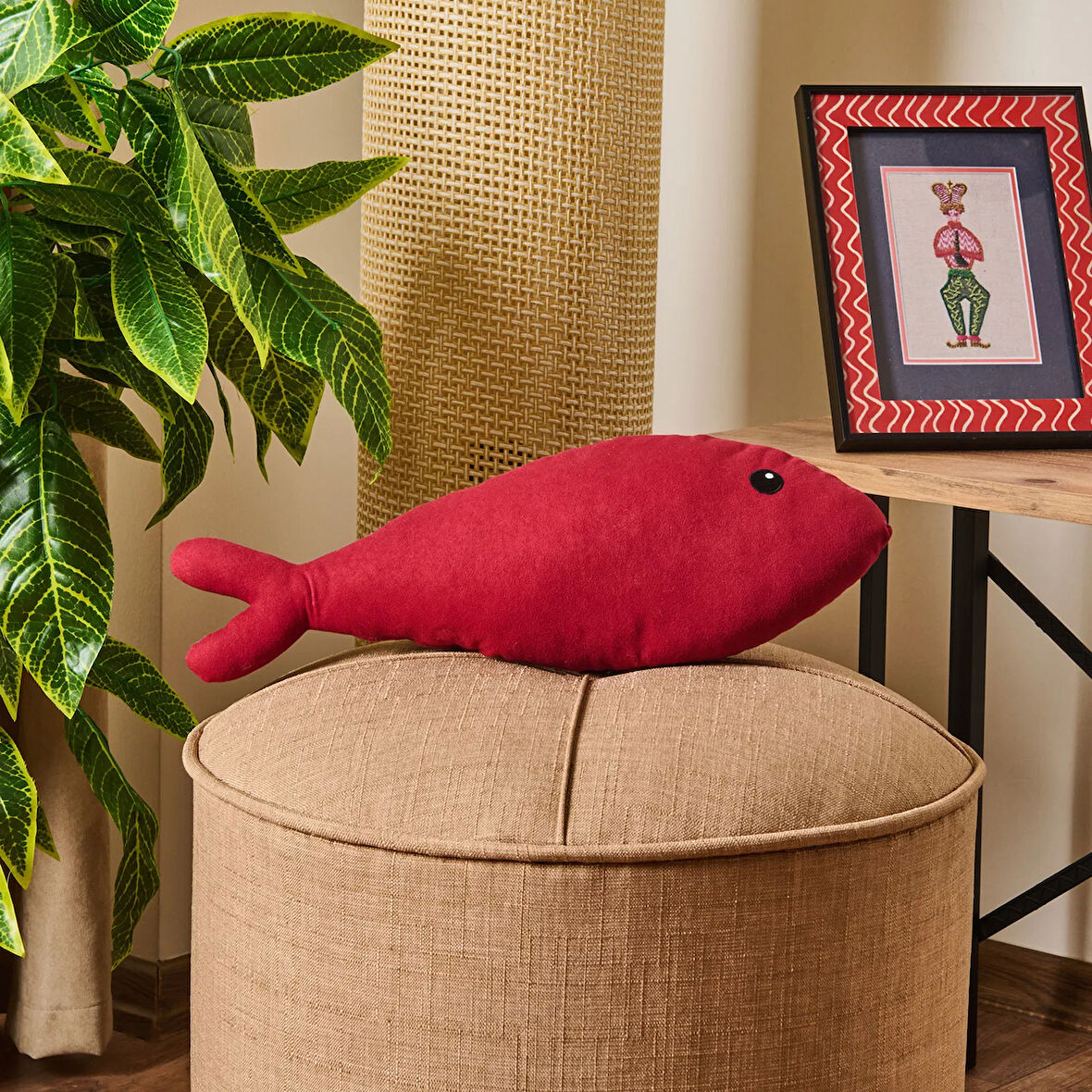 Soft Balık Figürlü Yastık - Kırmızı - 40x16 cm