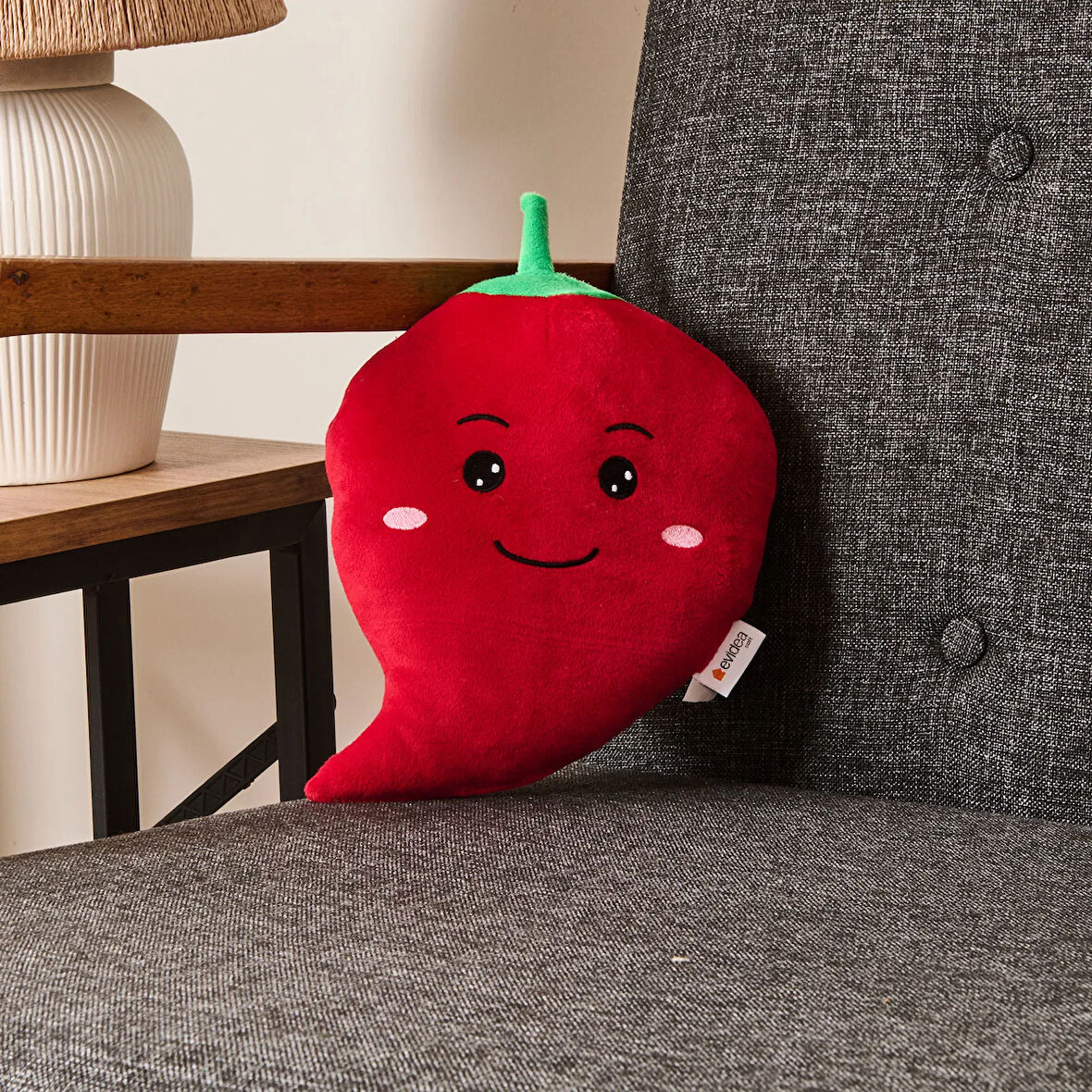 Soft Biber Figürlü Yastık - Kırmızı - 25 cm