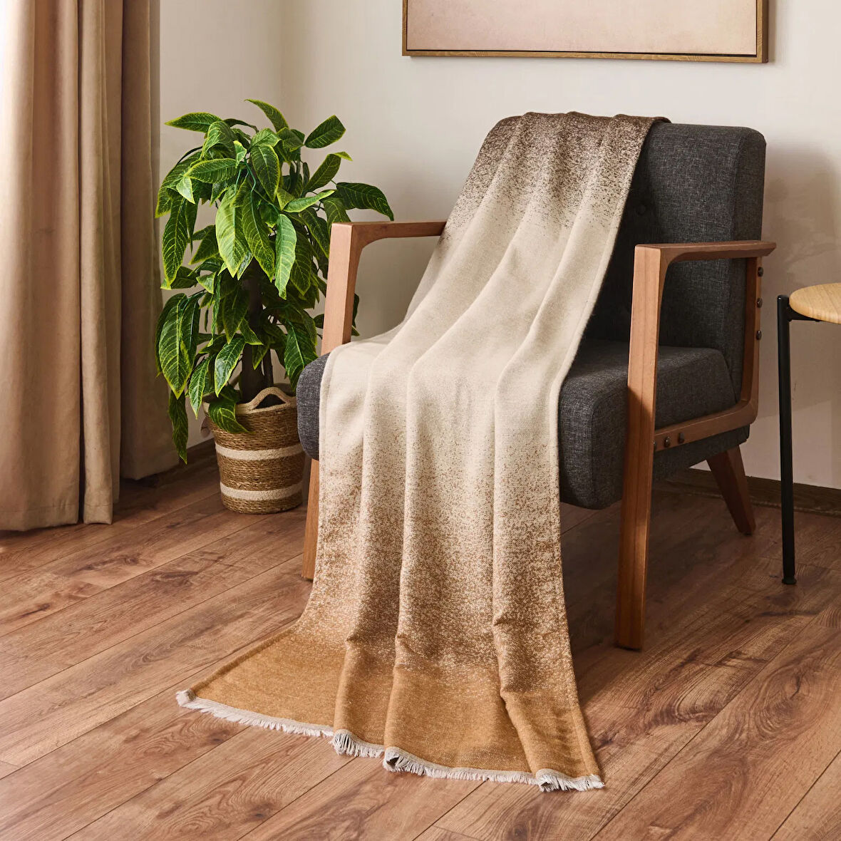 Soft Rocco Koltuk Örtüsü - Bej - 140x190 cm