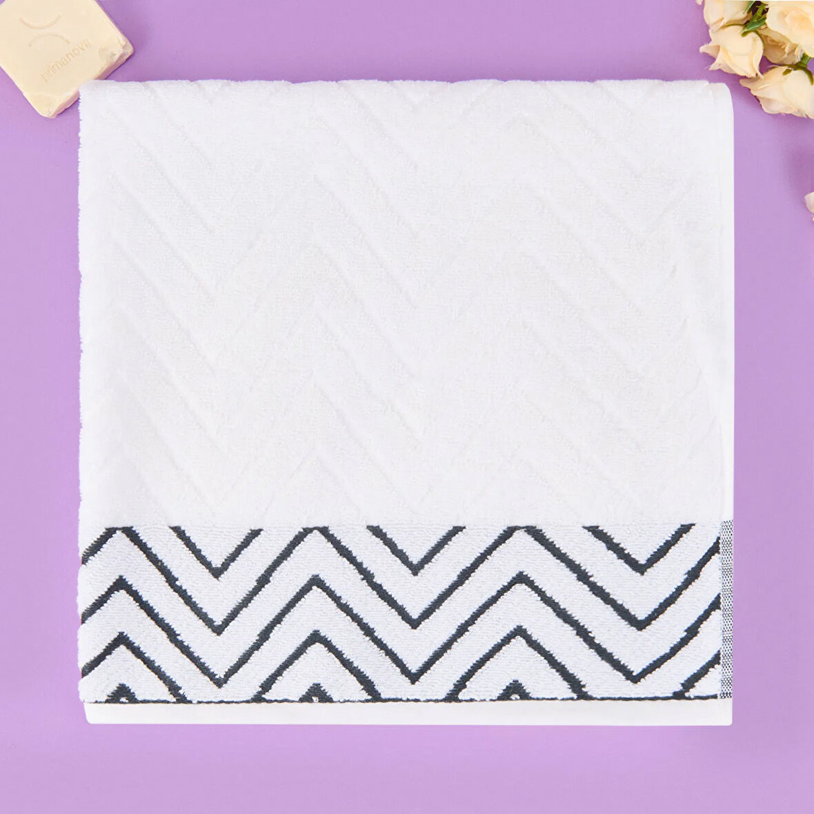 Soft Wave Banyo Havlusu - Beyaz - 70x140 cm