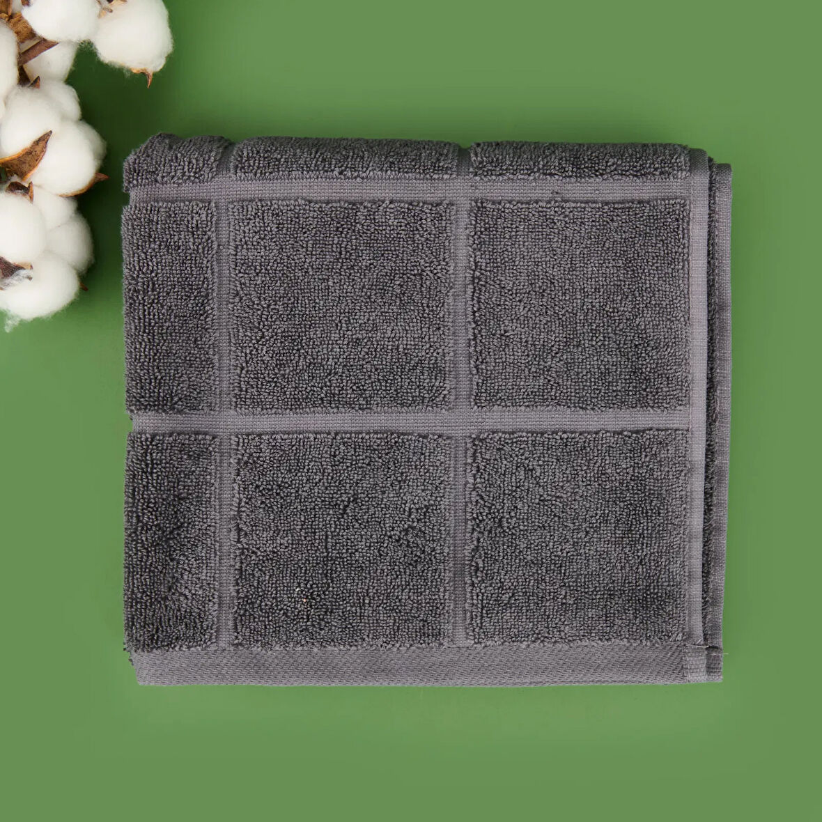 Soft Kareli Ayak Havlusu - Antrasit - 50x70 cm
