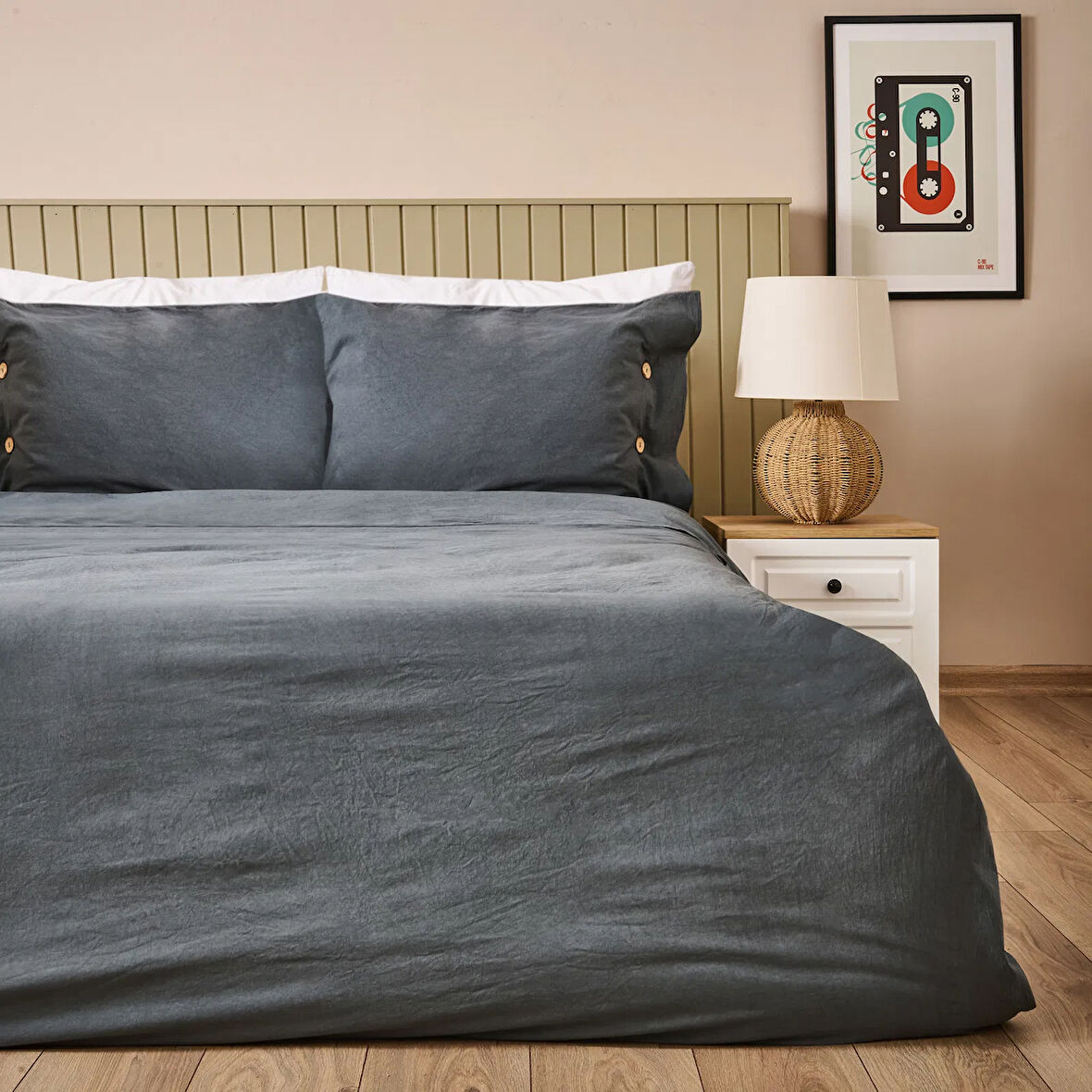 Soft Anthracite Çift Kişilik Nevresim Takımı - Antrasit