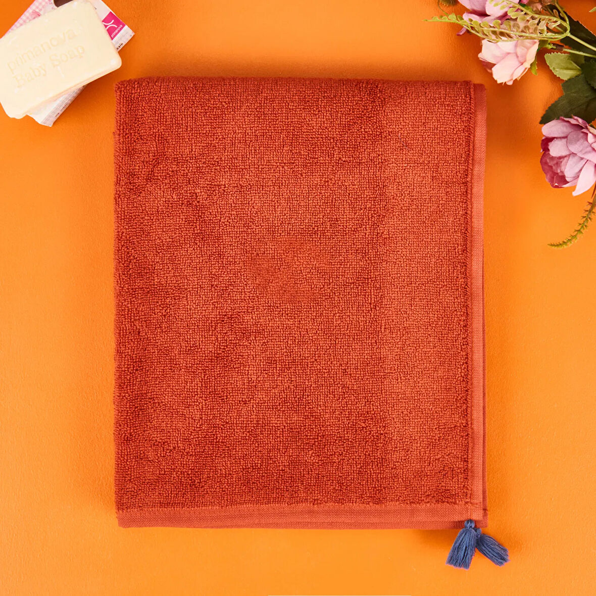 Soft Litrik Yüz Havlusu - Kiremit - 50x90 cm