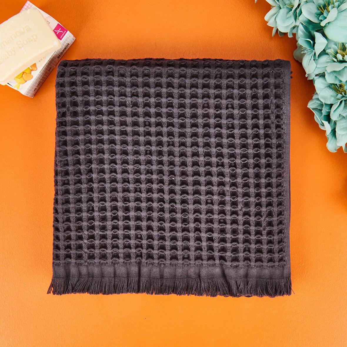 Soft Waffle Saç Havlusu - Antrasit - 50x70 cm