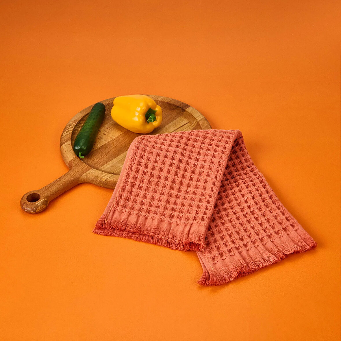 Soft Waffle Mutfak Havlusu - Kiremit - 30x45 cm