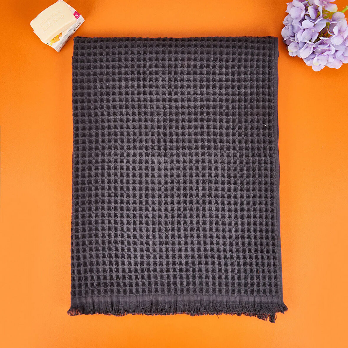 Soft Waffle Banyo Havlusu - Antrasit - 70x140 cm