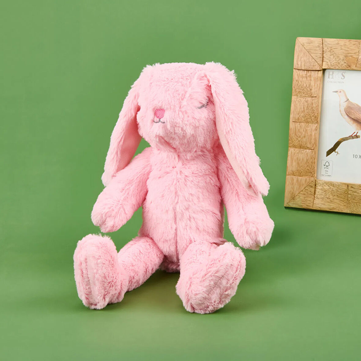 Soft Uyuyan Tavşan Figürlü Yastık - Pembe - 20x35 cm