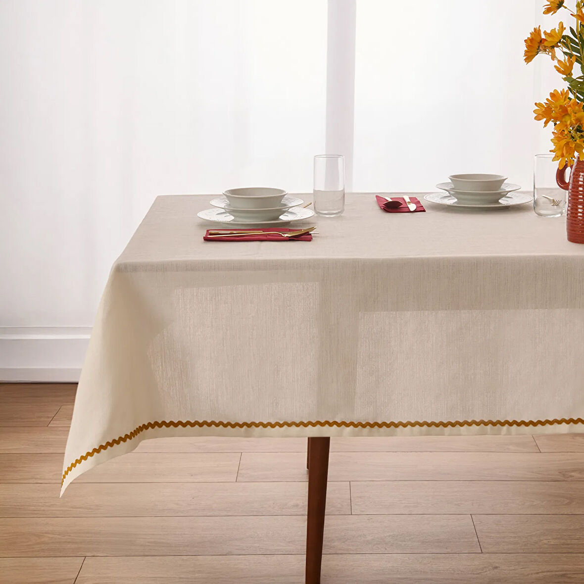 Soft Mustard Masa Örtüsü - Ekru - 140x220 cm