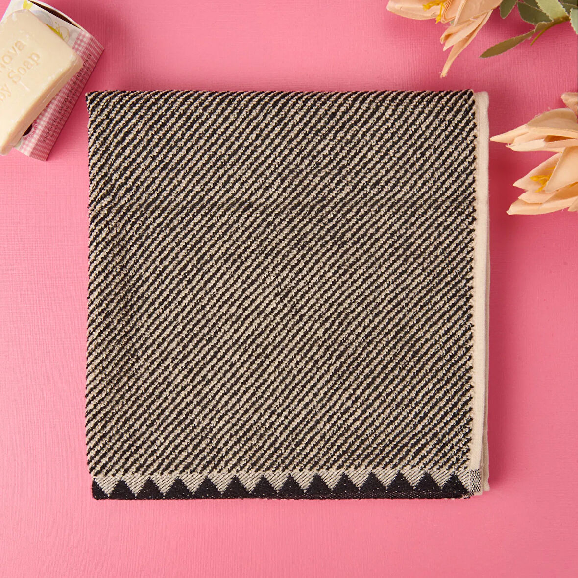 Soft İpliği Boyalı Yüz Havlusu - Bej - 50x80 cm