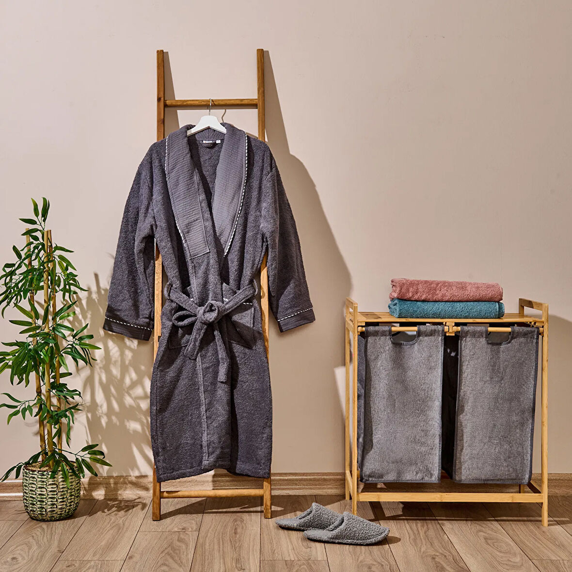 Soft Gent Erkek Bornoz - Antrasit - S / M