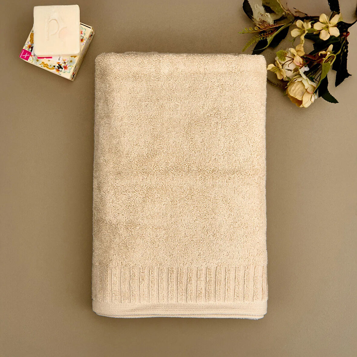 Soft Patte Banyo Havlusu - Krem - 70x140 cm