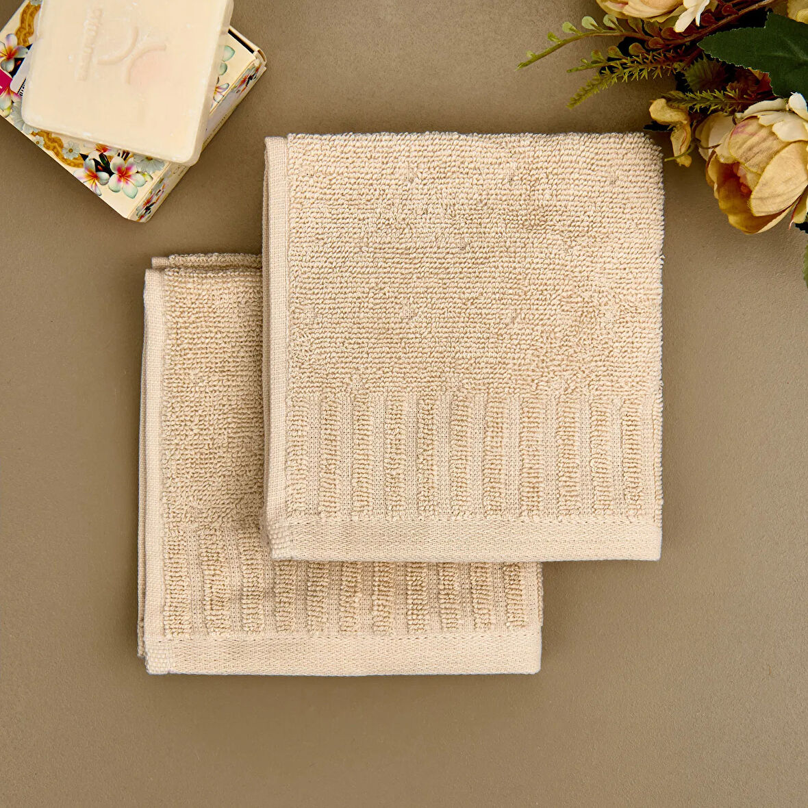 Soft Patte 2'li Havlu Seti - Krem - 30x30 cm