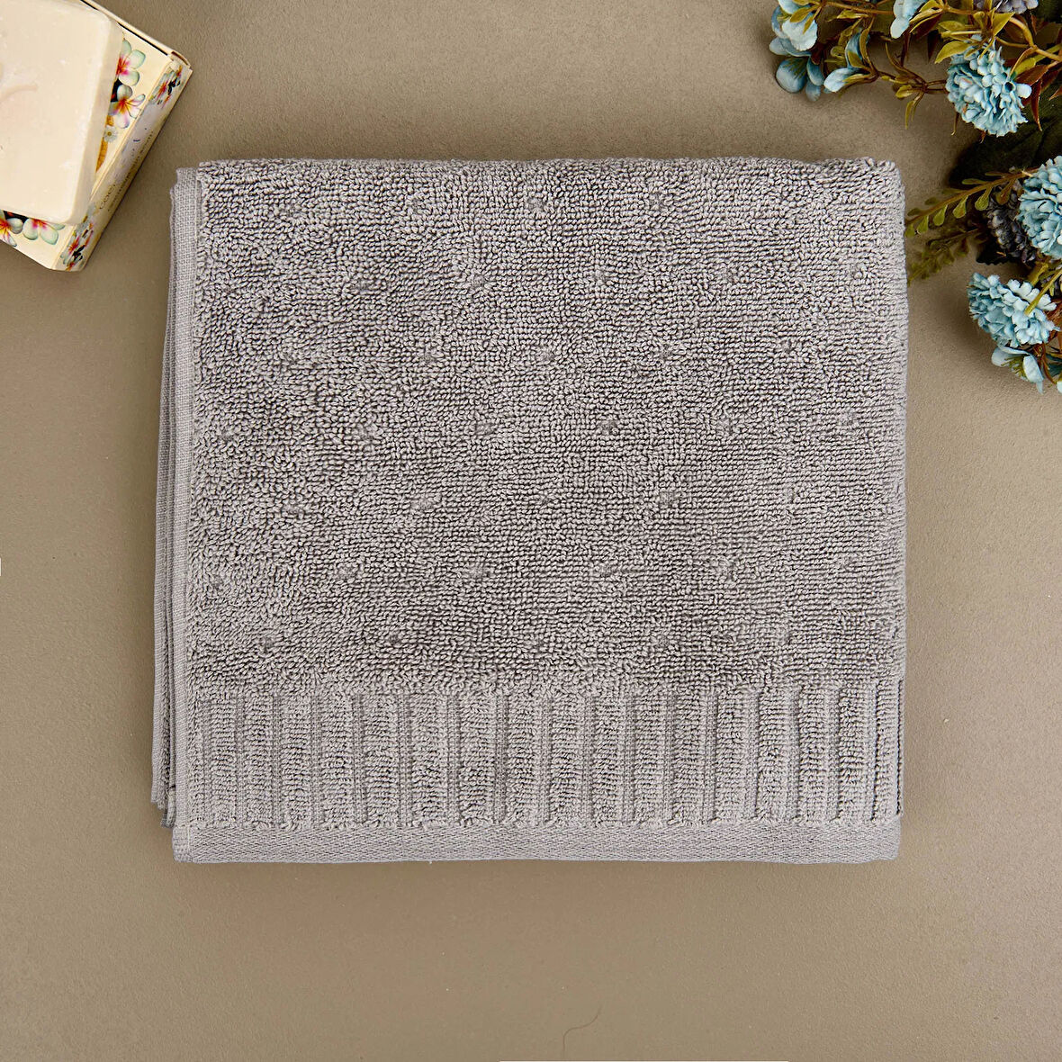 Soft Patte Yüz Havlusu - Gri - 50x90 cm