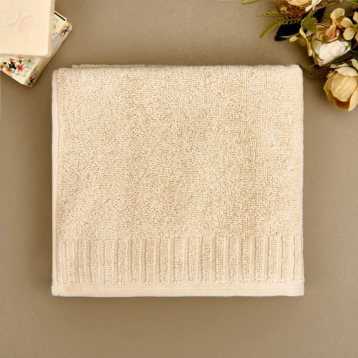 Soft Patte Yüz Havlusu - Krem - 50x90 cm