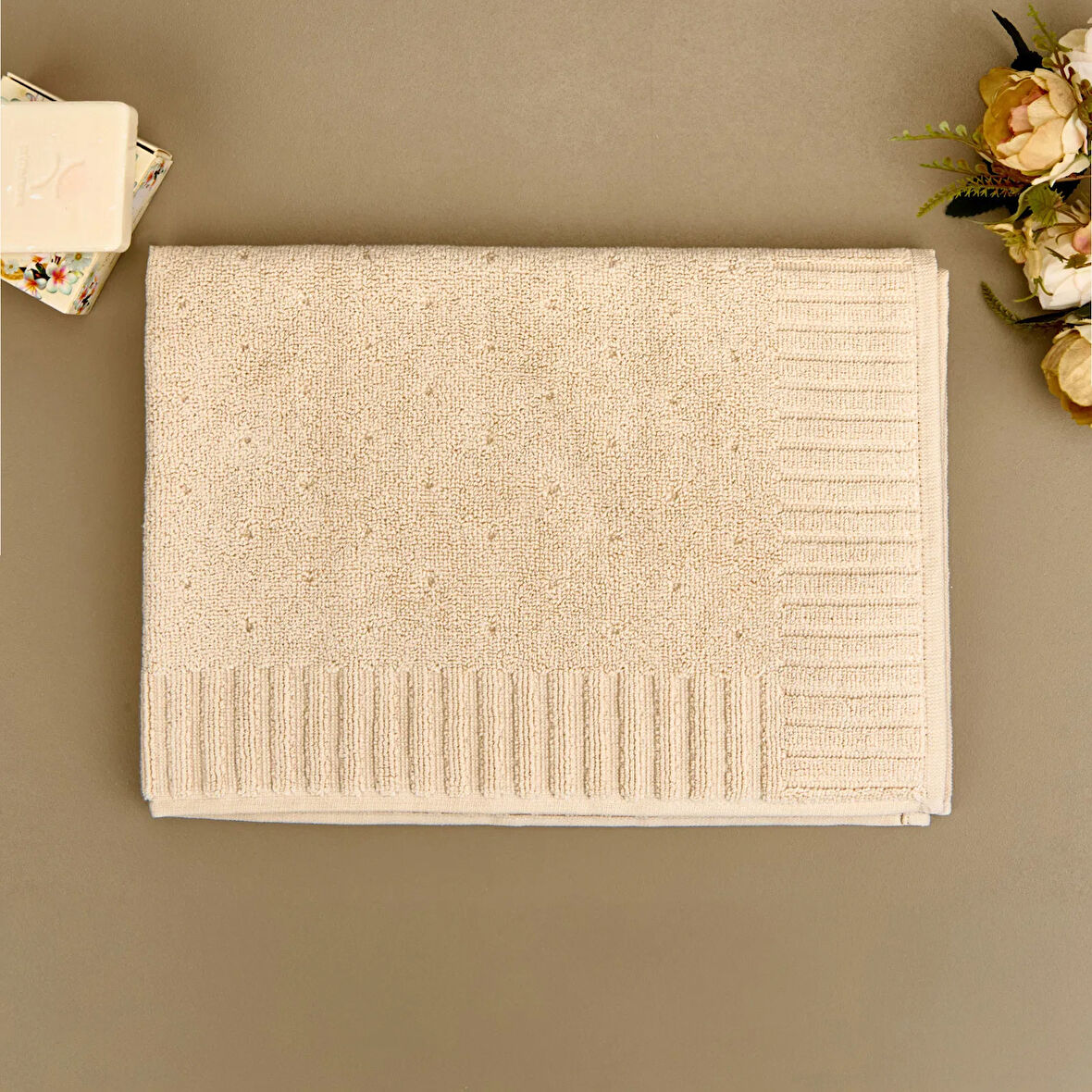 Soft Patte Ayak Havlusu - Krem - 50x70 cm