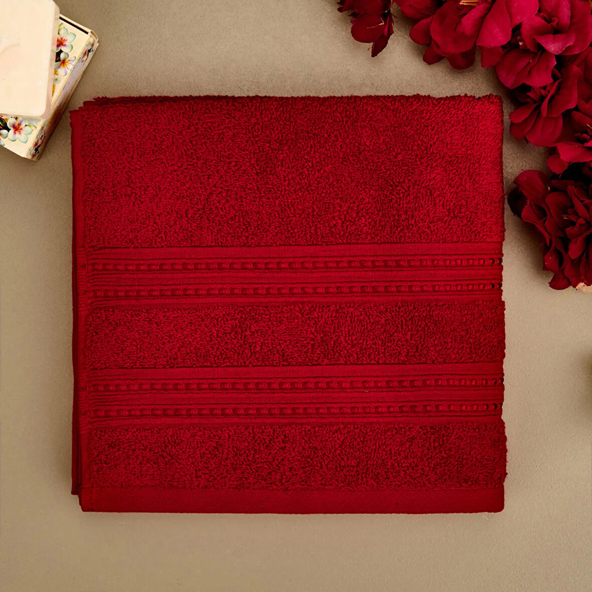 Soft Lapa Yüz Havlusu - Bordo - 50x90 cm