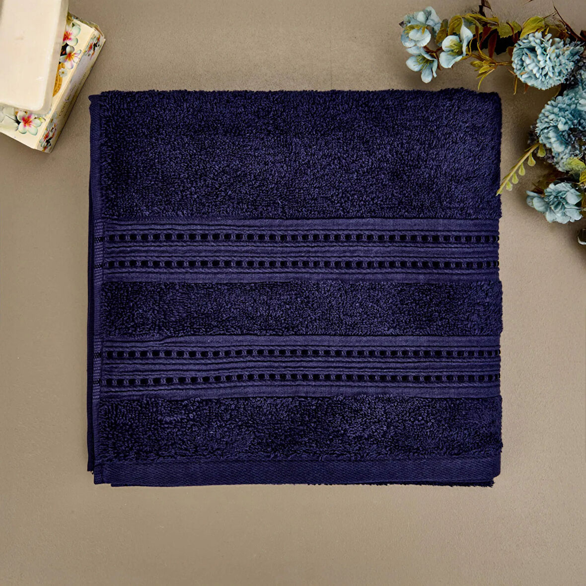 Soft Lapa Yüz Havlusu - Lacivert - 50x90 cm