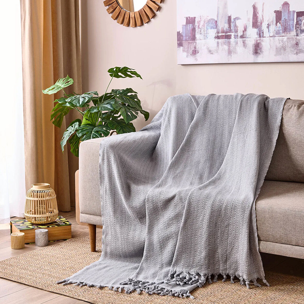 Soft Koltuk Şalı - Gri - 180x210 cm