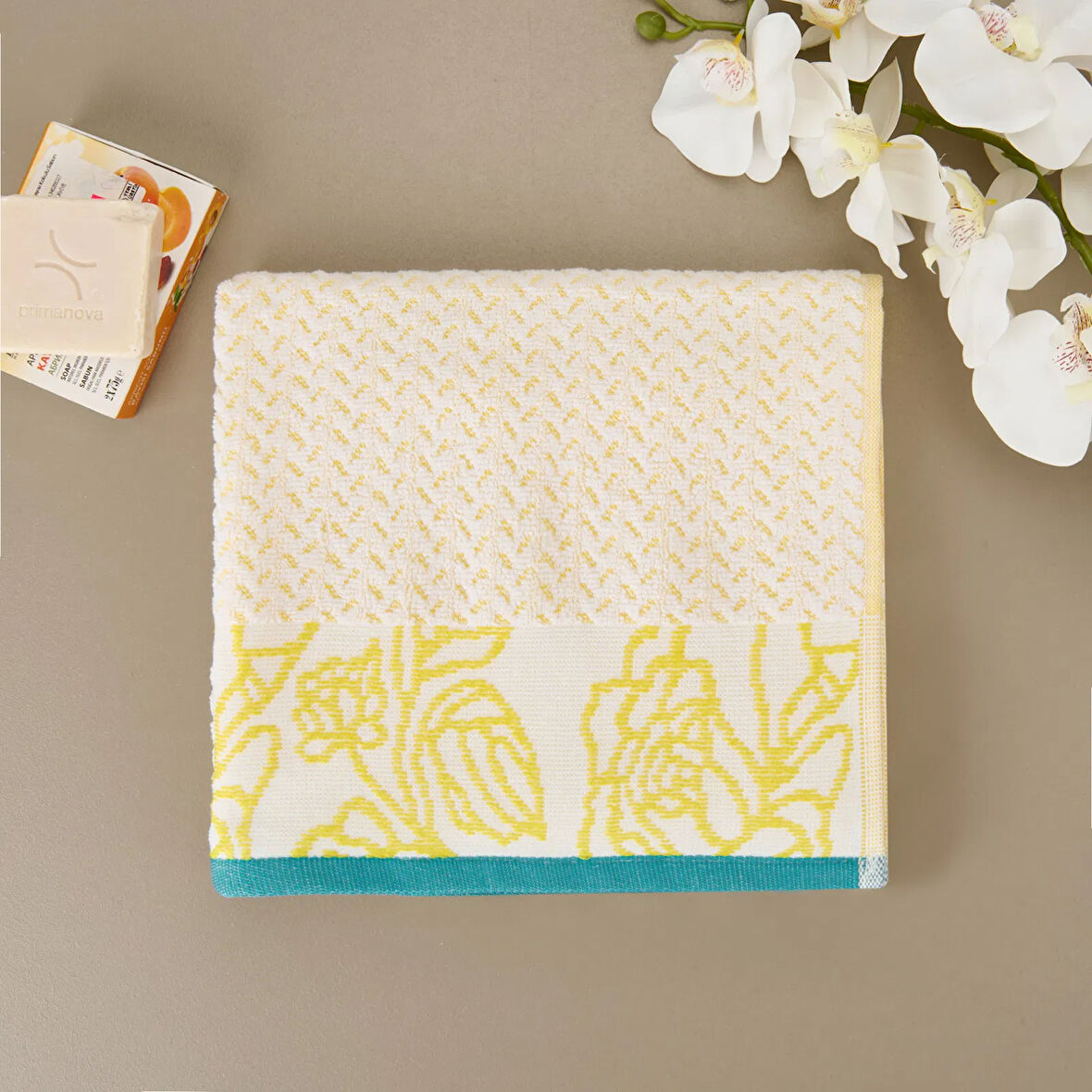 Soft Noble Yüz Havlusu - Sarı - 50x90 cm