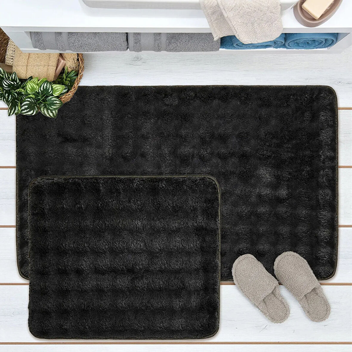 Soft Artos 2'li Banyo Paspası - Antrasit - 60x100 cm + 50x60 cm