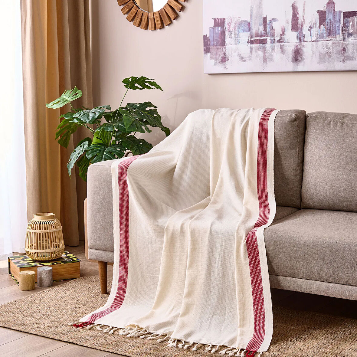 Soft Koltuk Şalı - Bej - 130x170 cm