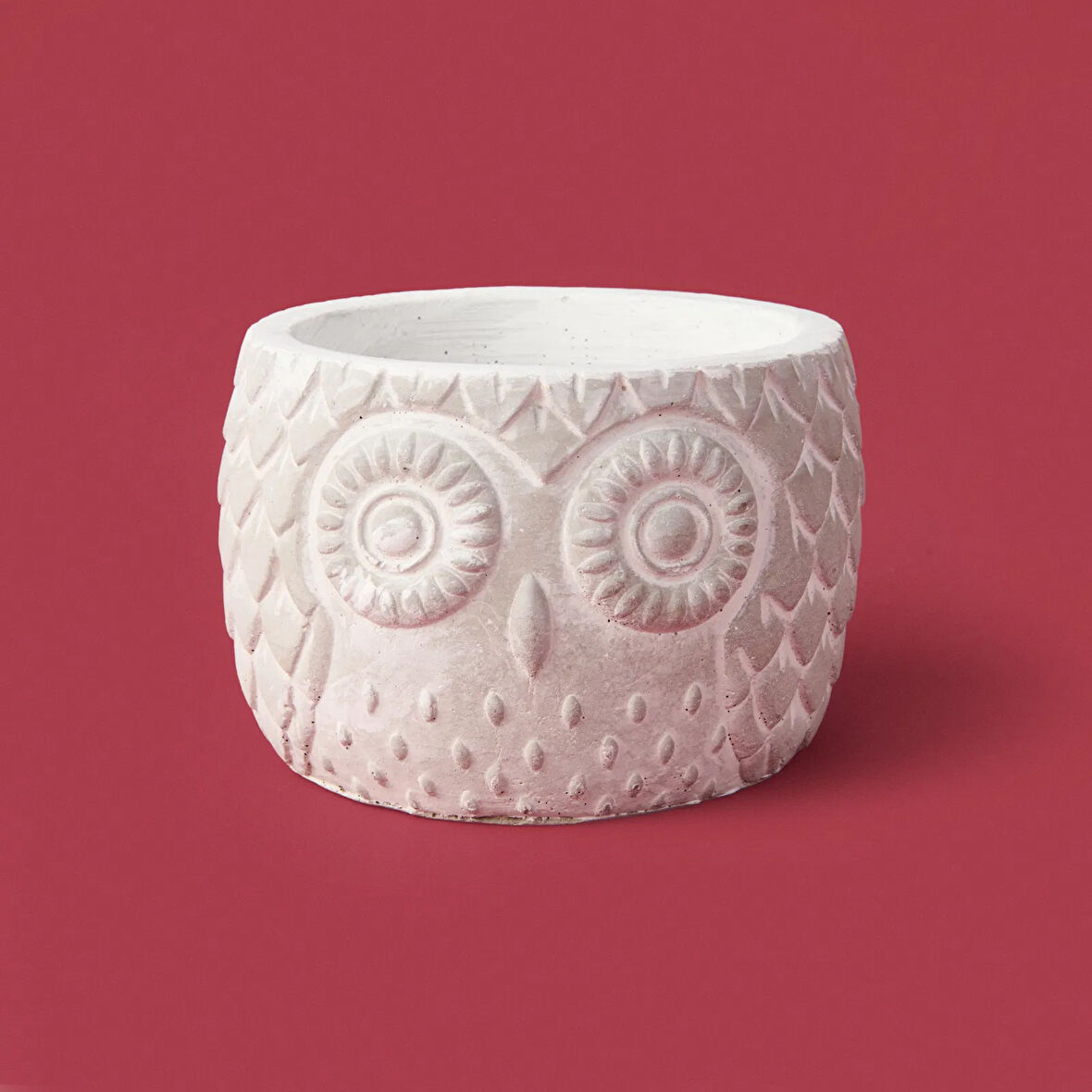 Kozalak Desenli Beton Saksı - Krem - 8x10 cm