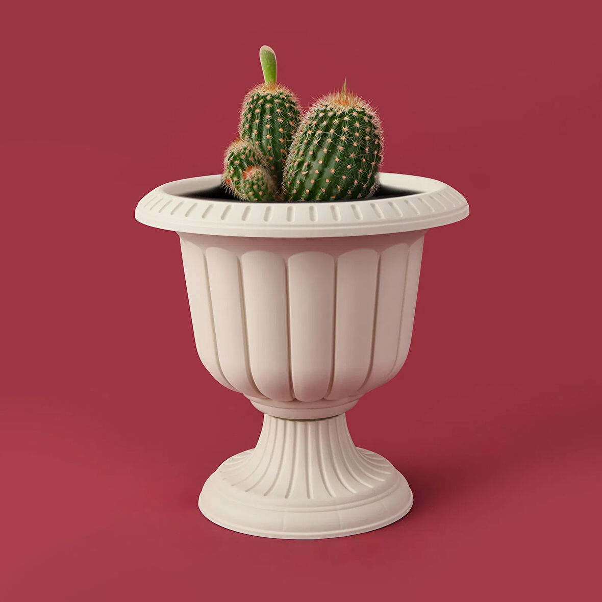 Ayaklı Plastik Saksı - Beyaz - 20,5x30x30 cm