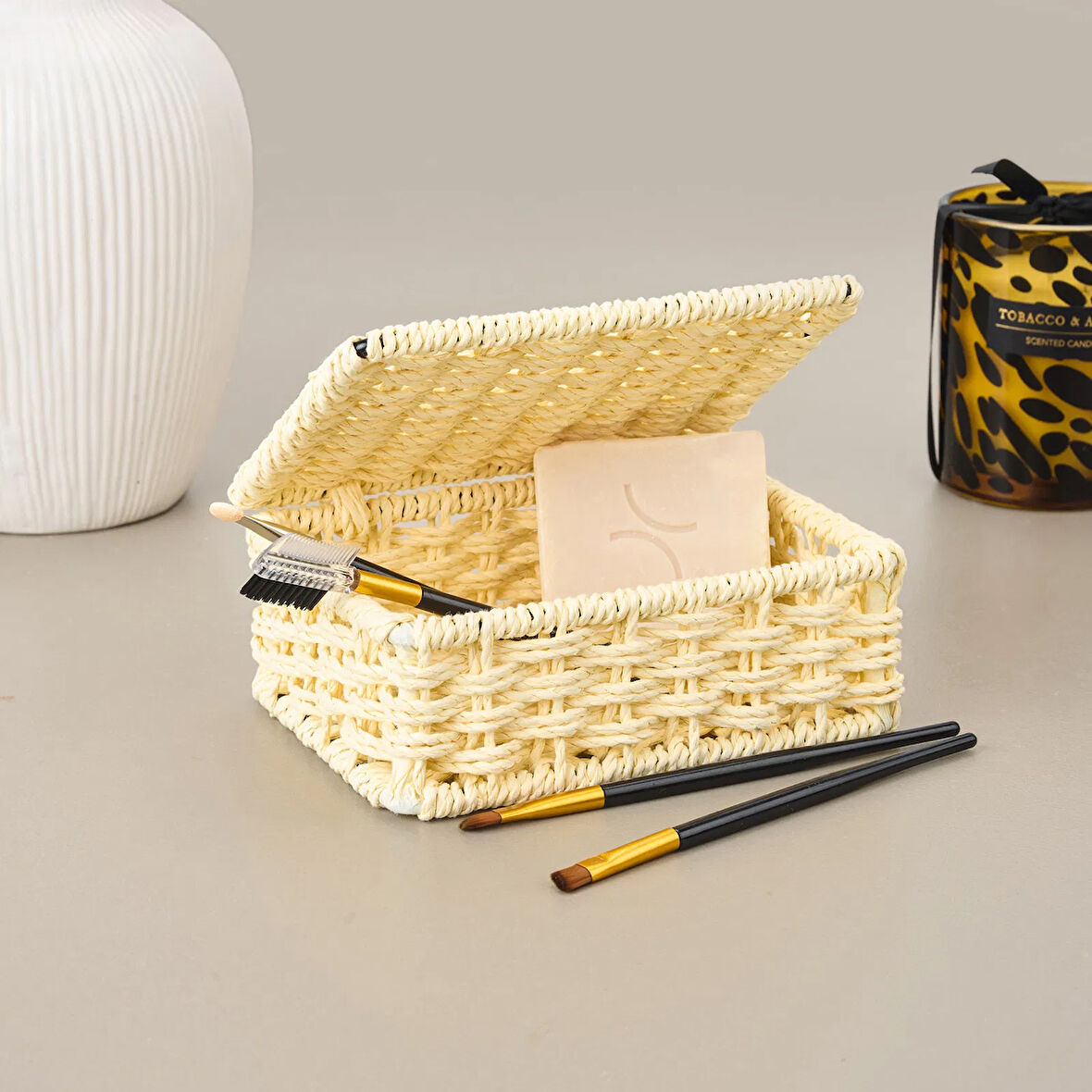 Living Dekoratif Saklama Kutusu - Bej - 5x11x15 cm