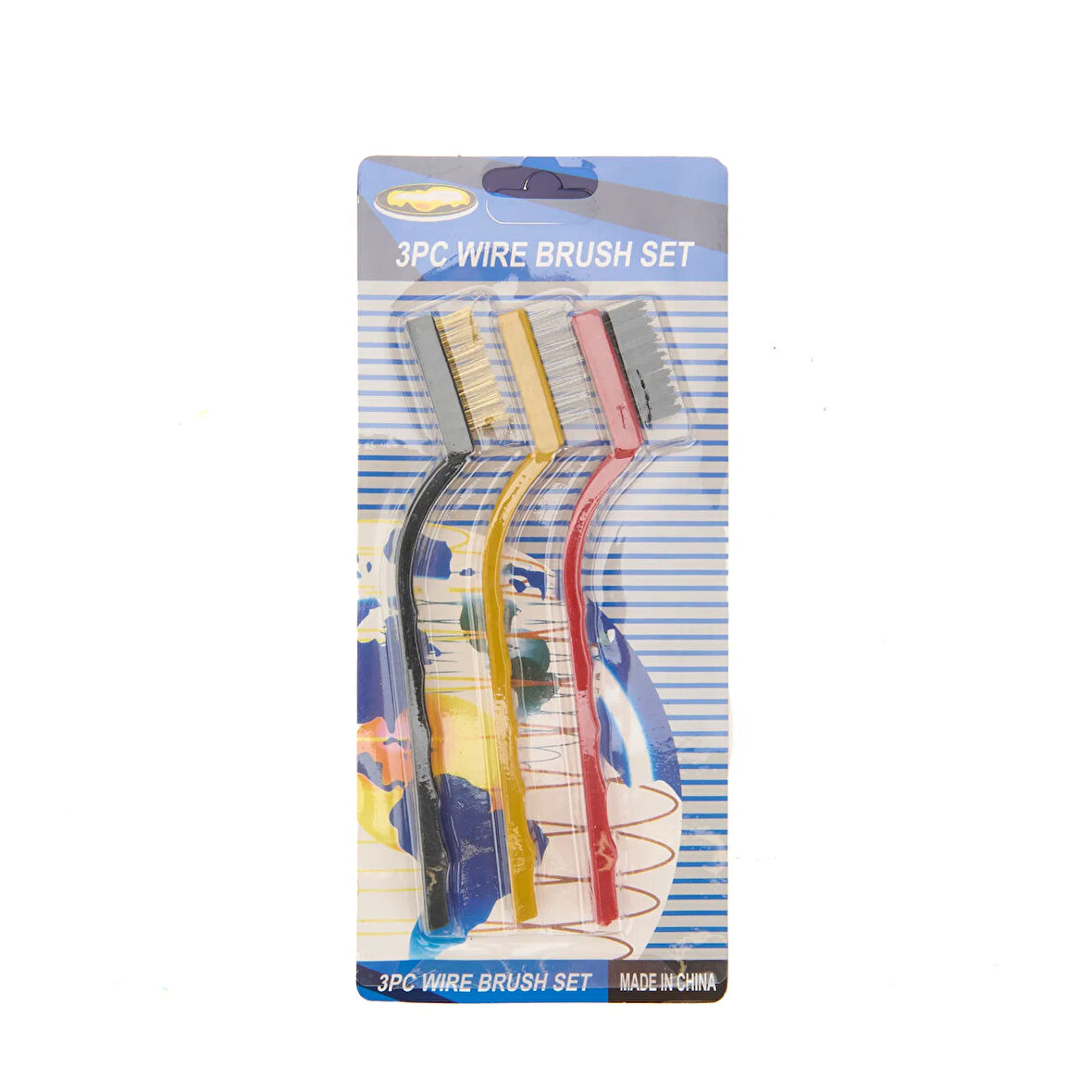 3'lü Tel Fırça - Renkli - 16 cm