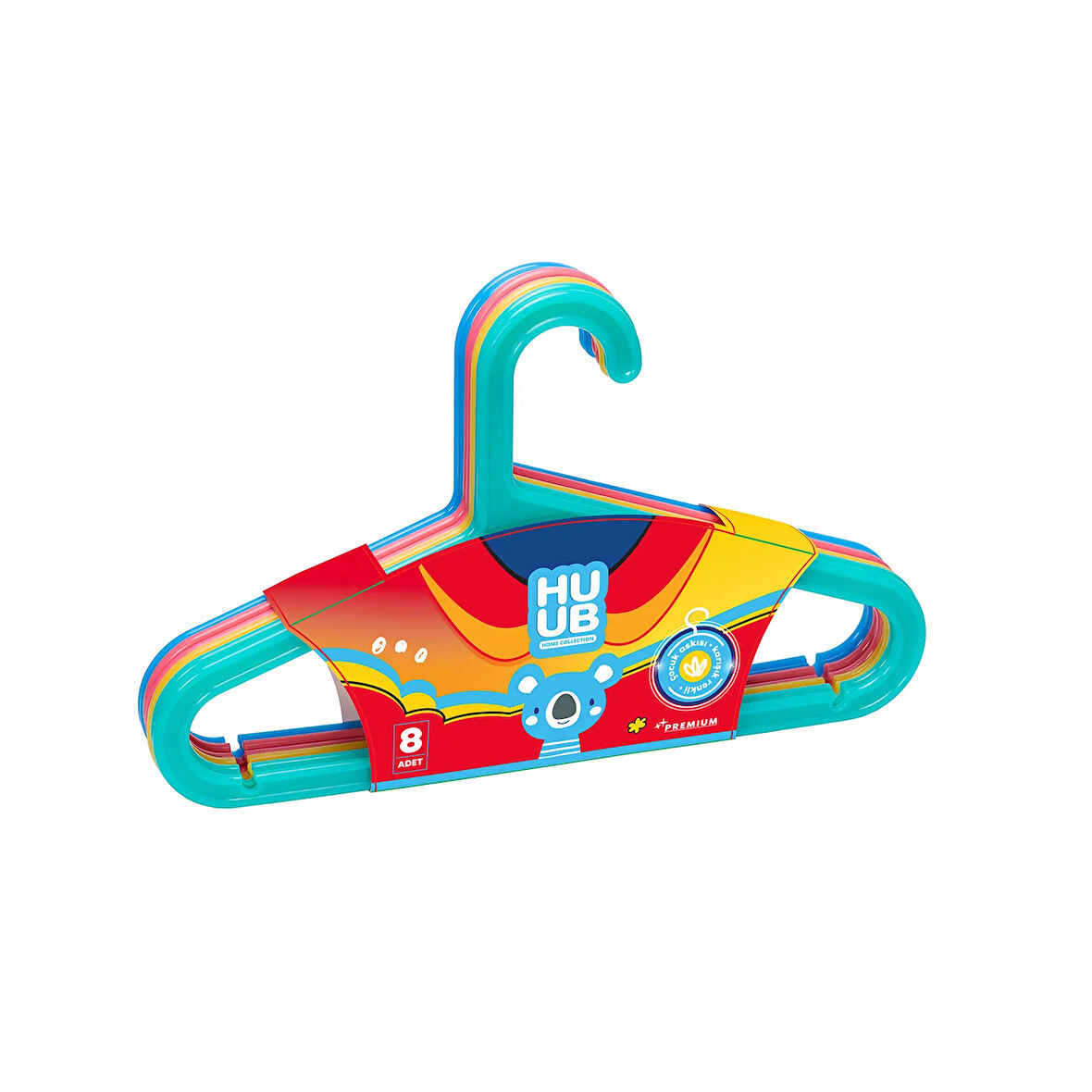 8'li Çocuk Elbise Askısı - Renkli - 32x20 cm