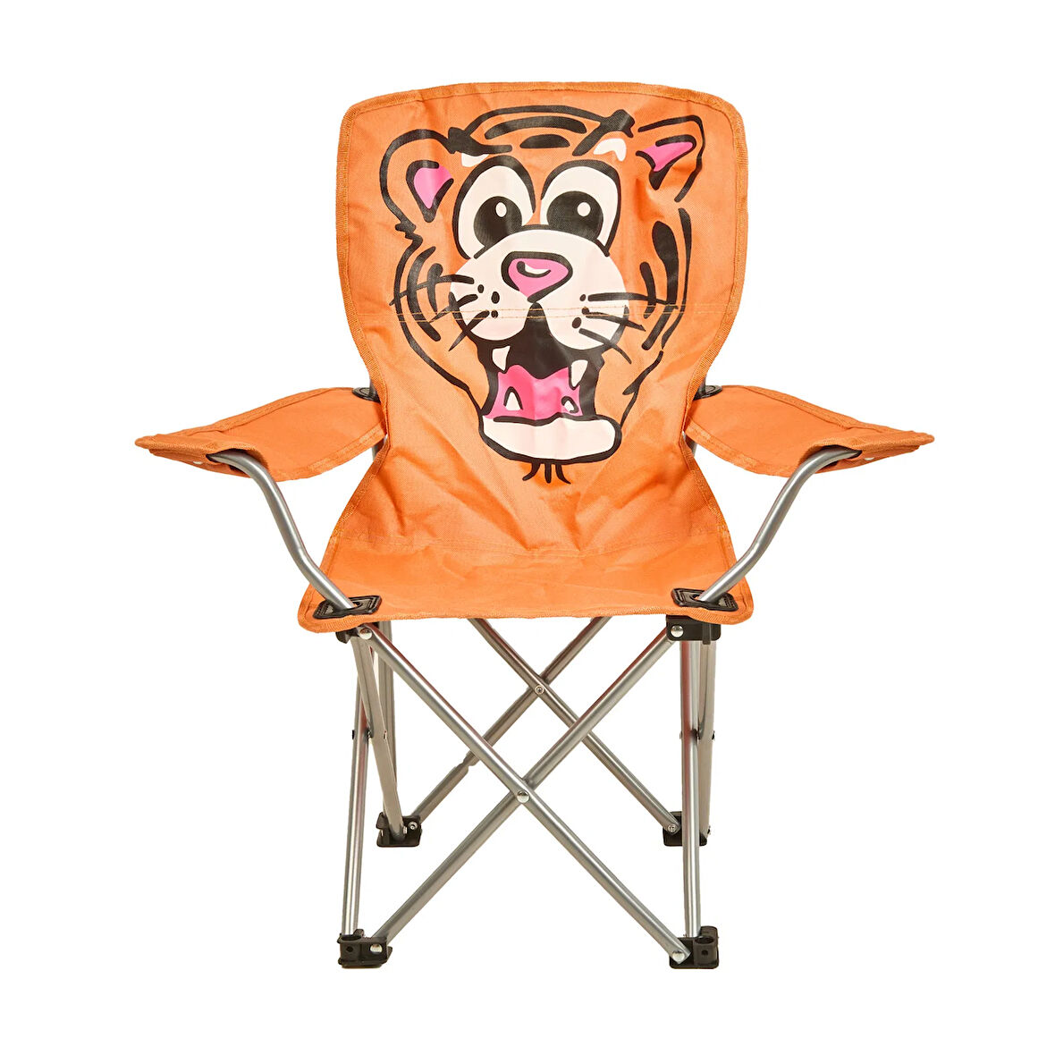 Katlanır Kaplan Desenli Çocuk Kamp Sandalyesi - Turuncu