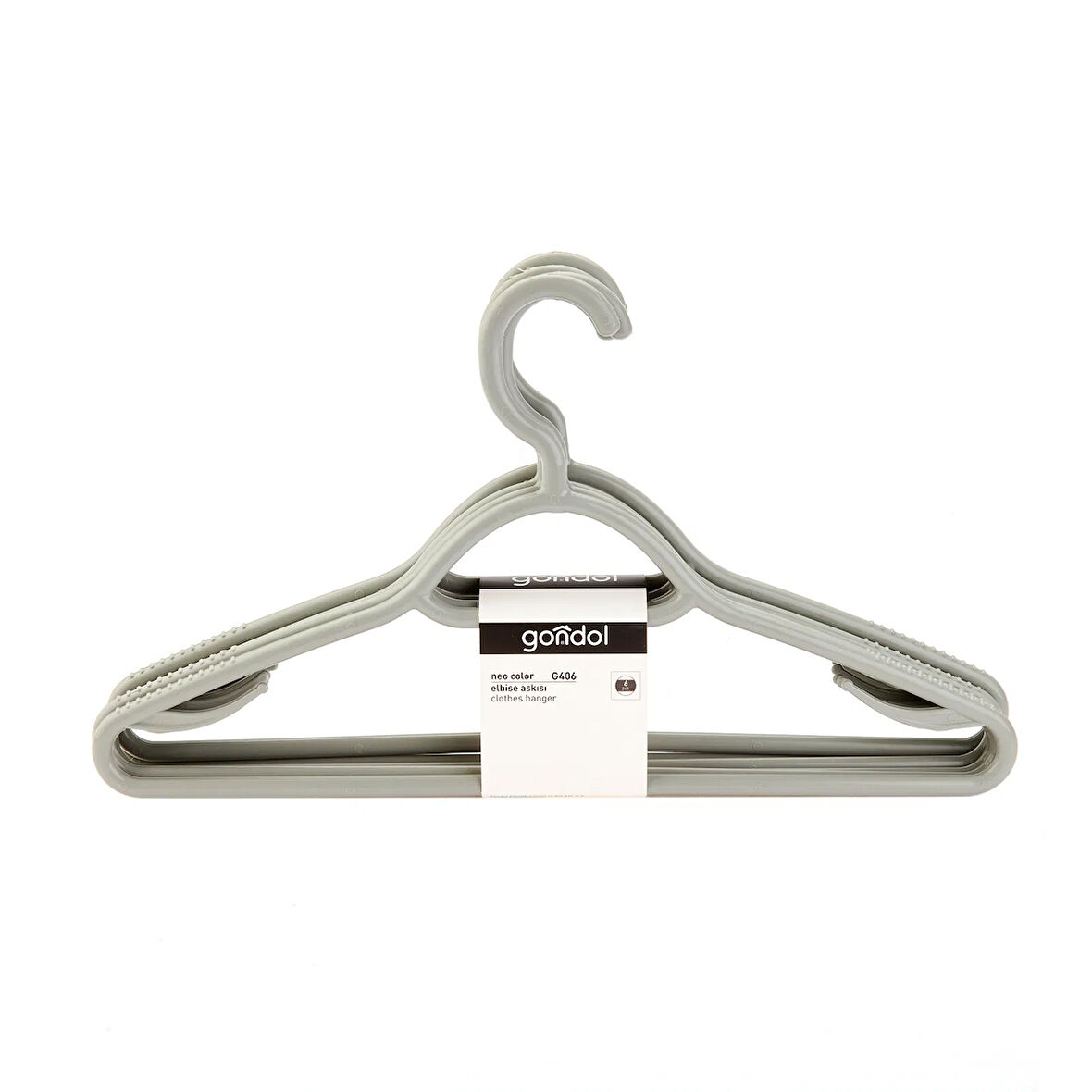 6'lı Plastik Elbise Askısı - Gri - 38 cm