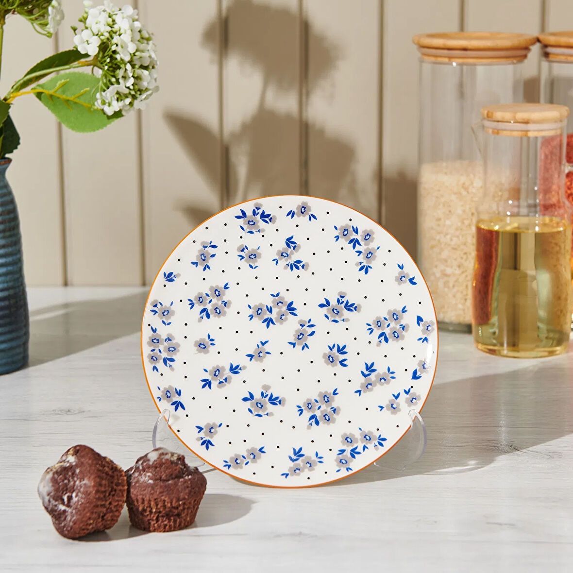 Porselen Robi Pasta Tabağı - Renkli - 19 cm