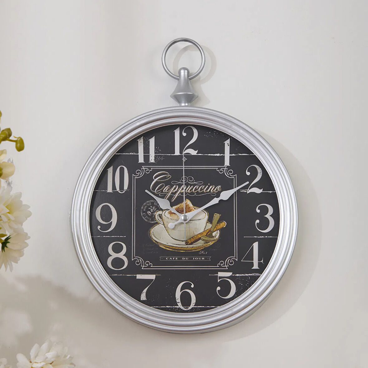 Dekoratif Kadran Duvar Saati - Gri - 30x38 cm